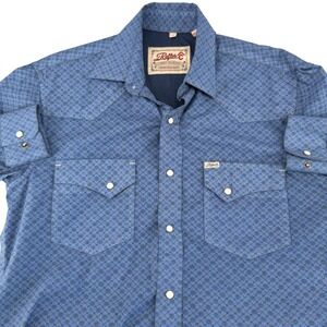 Rafter C Cowboy Collection Mens Blue Geometric Pearl Snap Western RC1810714R